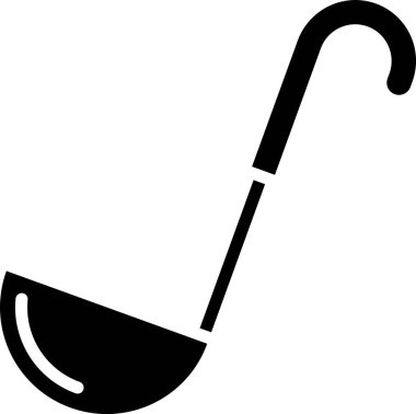 Siyah Mutfak kepçe simgesi beyaz arkaplanda izole edildi. Mutfak aletleri. Çatal kaşık tabelası. Vektör İllüstrasyonu