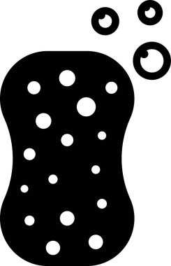 Beyaz arka plan üzerinde izole kabarcıklar simgesi ile Siyah Sünger. Bulaşık yıkamak için bast wisp. Temizlik hizmeti logosu. Vektör İllüstrasyonu