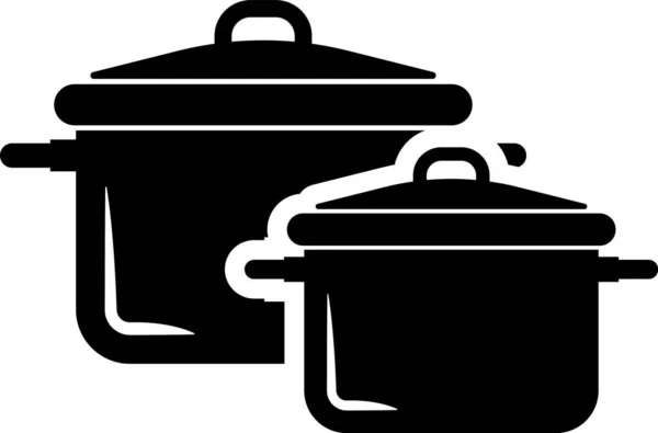 Icono de olla de cocina negra aislado sobre fondo blanco. Hervir o guisar el símbolo de la comida. Ilustración vectorial — Archivo Imágenes Vectoriales