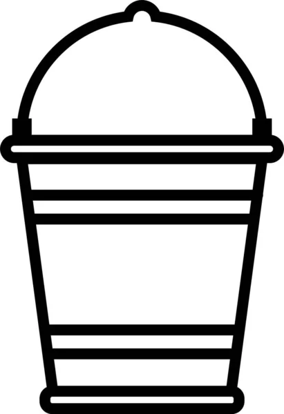 Ikona černého kbelíku je izolovaná na bílém pozadí. Vektorová ilustrace — Stockový vektor