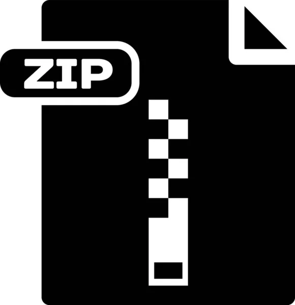 Documento de archivo ZIP negro. Descargar icono de botón zip aislado sobre fondo blanco. Símbolo del archivo ZIP. Ilustración vectorial — Vector de stock