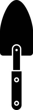 Siyah Bahçe mala maça veya kürek simgesi beyaz arka plan üzerinde izole. Bahçıvanlık aleti. Bahçecilik, tarım, tarım için bir araç. Vektör İllüstrasyonu