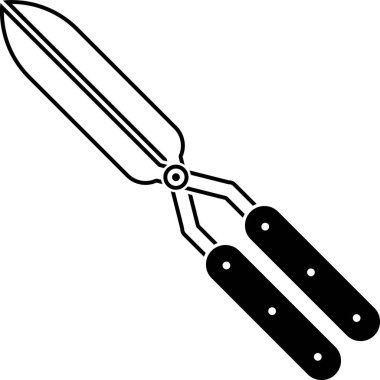 Siyah Bahçe beyaz arka plan üzerinde izole simge kırpma için el yapımı makas. Ahşap saplı budama makası. Vektör İllüstrasyonu