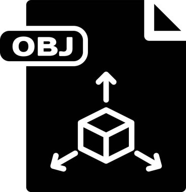 Siyah Obj dosya belgesi. Beyaz arka planda yalıtılmış obj düğme simgesini indirin. Obj dosya sembolü. Vektör İllüstrasyonu