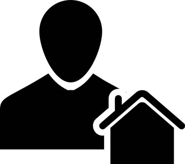 Siyah Emlakçı simgesi beyaz arka plan üzerinde izole. Ev alıyorum. Vektör İllüstrasyonu