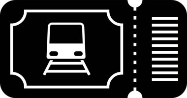 Siyah Tren bilet simgesi beyaz arka plan üzerinde izole. Demiryolu ile seyahat. Vektör İllüstrasyonu