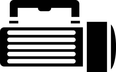 Siyah El Feneri simgesi beyaz arka planda yalıtılmış. Turist el feneri sapı. Vektör İllüstrasyonu