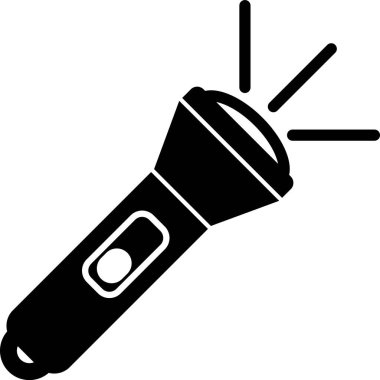 Siyah El Feneri simgesi beyaz arka planda yalıtılmış. Vektör İllüstrasyonu