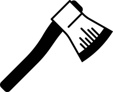 Beyaz arka planda siyah tahta balta simgesi izole edildi. Oduncu baltası. Vektör İllüstrasyonu