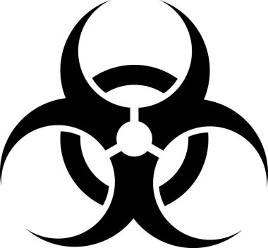Siyah biyolojik tehlike sembolü beyaz arkaplanda izole edilmiş. vektör illüstrasyonu