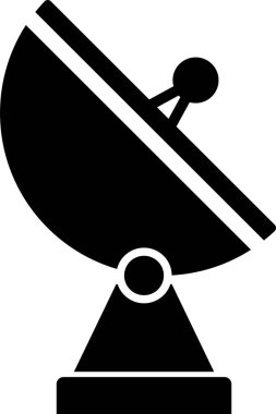 Siyah Radar simgesi beyaz arka planda izole edilmiştir. Askeri arama sistemi. Vektör İllüstrasyonu