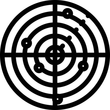 Siyah Radar beyaz arka plan üzerinde izole simgesi arama monitörde hedefleri ile. Askeri arama sistemi. Donanma sonar. Vektör İllüstrasyonu