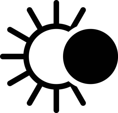 Güneş tutulması simgesi beyaz arkaplanda izole edilmiş. Tam sonar tutulması. Vektör İllüstrasyonu