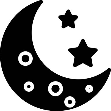 Siyah Ay ve yıldızlar simgesi beyaz arka planda izole. Vektör İllüstrasyonu