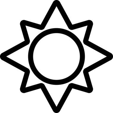 Siyah Güneş simgesi beyaz arka plan üzerinde izole. Vektör İllüstrasyonu