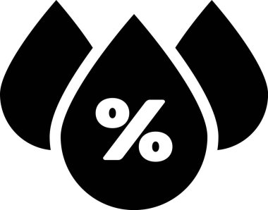 Siyah Su damla yüzdesi simgesi beyaz arka plan üzerinde izole. Nem analizi. Vektör İllüstrasyonu