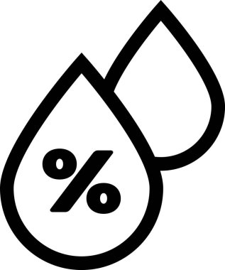 Siyah Su damla yüzdesi simgesi beyaz arka plan üzerinde izole. Nem analizi. Vektör İllüstrasyonu