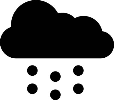 Beyaz arka planda izole edilmiş kar simgesine sahip Siyah Bulut. Kar taneli bulut. Tek hava durumu simgesi. Kar işareti. Vektör İllüstrasyonu