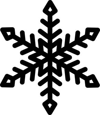 Beyaz arkaplanda siyah kar tanesi simgesi izole edildi. Vektör illüstrasyonu