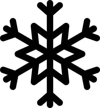 Beyaz arkaplanda siyah kar tanesi simgesi izole edildi. Vektör illüstrasyonu