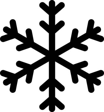 Beyaz arkaplanda siyah kar tanesi simgesi izole edildi. Vektör illüstrasyonu