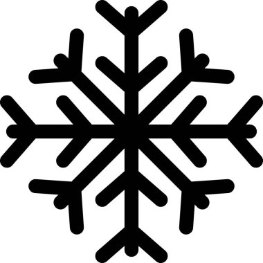 Beyaz arkaplanda siyah kar tanesi simgesi izole edildi. Vektör illüstrasyonu