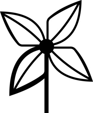 Beyaz arkaplanda siyah fırıldak simgesi izole edildi. Yel değirmeni oyuncak ikonu. Vektör İllüstrasyonu