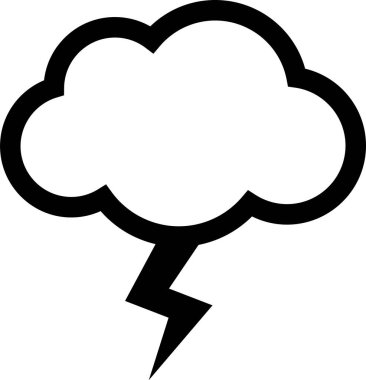 Beyaz arkaplanda Kara Fırtına simgesi izole edildi. Bulut ve şimşek işareti. Fırtınanın hava durumu ikonu. Vektör İllüstrasyonu