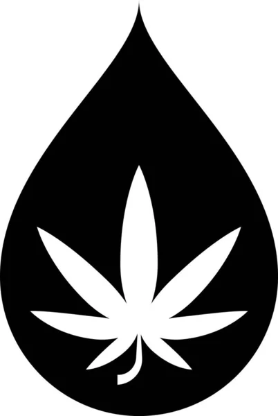 黒医療用マリファナまたは大麻の葉オリーブオイルドロップアイコンは、白い背景に隔離されています。大麻抽出物。ヘンプ記号。ベクターイラスト — ストックベクタ