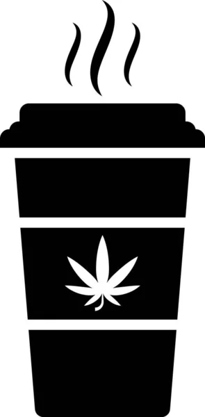 Caffè Black Cup con icona di marijuana o foglie di cannabis isolata su sfondo bianco. Legalizzazione della marijuana. Simbolo di canapa. Illustrazione vettoriale — Vettoriale Stock