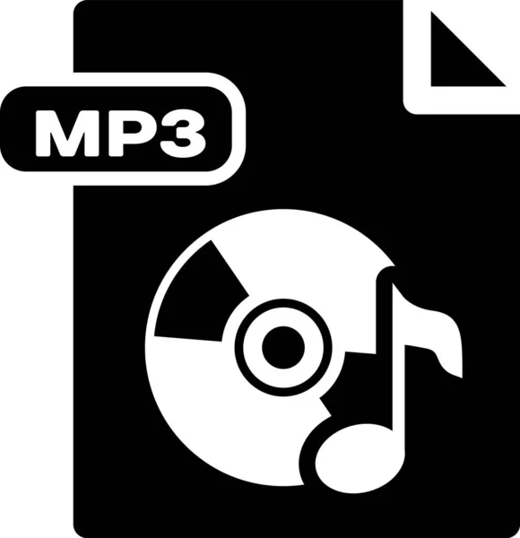 Schwarzes mp3-Dokument. mp3-Symbol auf weißem Hintergrund isoliert herunterladen. mp3 Musikformat Zeichen. mp3-Dateisymbol. Vektorillustration — Stockvektor