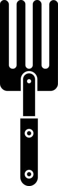 Schwarzes Gartengabelsymbol isoliert auf weißem Hintergrund. Mistgabelsymbol. Werkzeug für Gartenbau, Landwirtschaft, Landwirtschaft. Vektorillustration — Stockvektor