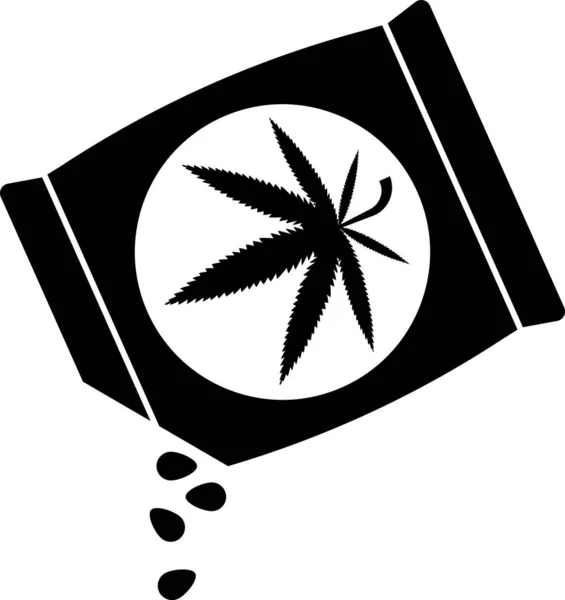 Sementes de maconha preta ou canábis em um ícone de saco isolado no fundo branco. Símbolo de cânhamo. O processo de plantar maconha. Ilustração vetorial — Vetor de Stock