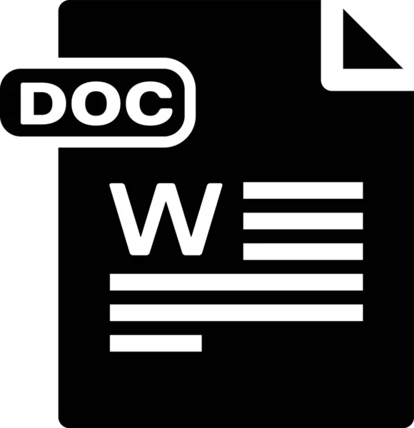 Documento de archivo DOC negro. Descargar icono del botón doc aislado sobre fondo blanco. símbolo de extensión de archivo DOC. Ilustración vectorial — Vector de stock