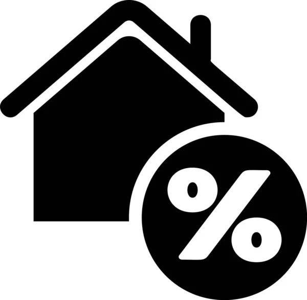 Schwarzes Haus mit Percant Discount Tag Symbol isoliert auf weißem Hintergrund. Haus Prozentsatz Zeichen Preis. Immobilien zu Hause. Kredit Prozentsatz Symbol. Vektorillustration — Stockvektor