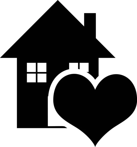 Black House with heart shape icon isolated on white background. Love home symbol. Family, real estate and realty. Vector Illustration — Stock Vector