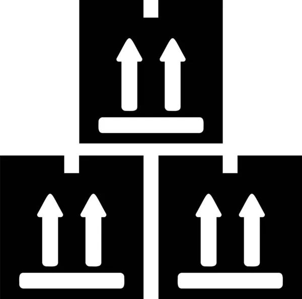 Caja de cartón negro con icono de símbolo de tráfico aislado sobre fondo blanco. Caja, paquete, signo de paquete. Entrega, transporte y envío. Ilustración vectorial — Archivo Imágenes Vectoriales