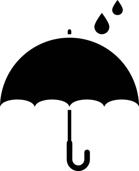 Black Umbrella and rain drops icon isolated on white background. Waterproof icon. Protection, safety, security concept. Water resistant symbol. Vector Illustration — Stock Vector