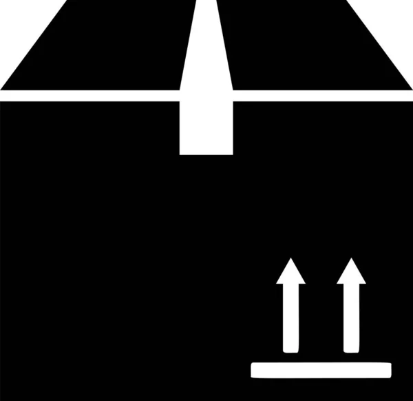 흰색 배경에 격리 된 트래픽 기호 아이콘이있는 검은 색 골판지 상자. 상자, 포장, 소포 기호. 배송, 운송 및 배송. 벡터 일러스트레이션 — 스톡 벡터