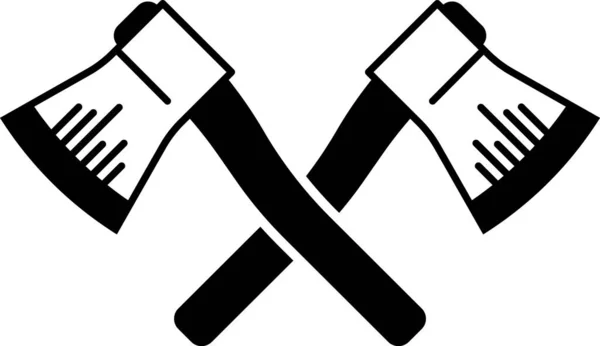 Icono de hacha de madera cruzada negra aislada sobre fondo blanco. Hacha de leñador. Ilustración vectorial — Archivo Imágenes Vectoriales