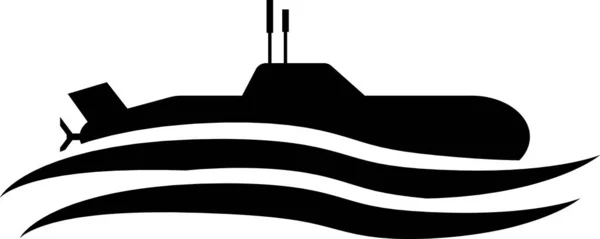 白い背景に隔離された黒い潜水艦のアイコン。軍用船だベクトルイラストレーション — ストックベクタ