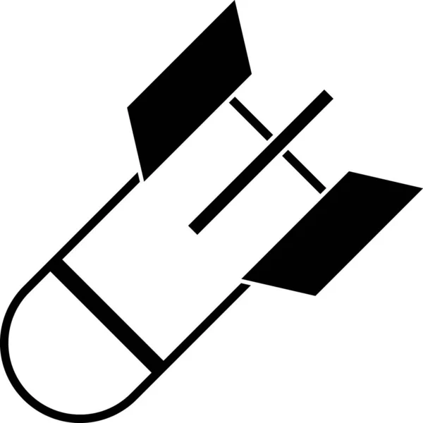 Icono de bomba de Aviación Negra aislado sobre fondo blanco. Bomba cohete vuela hacia abajo. Ilustración vectorial — Vector de stock