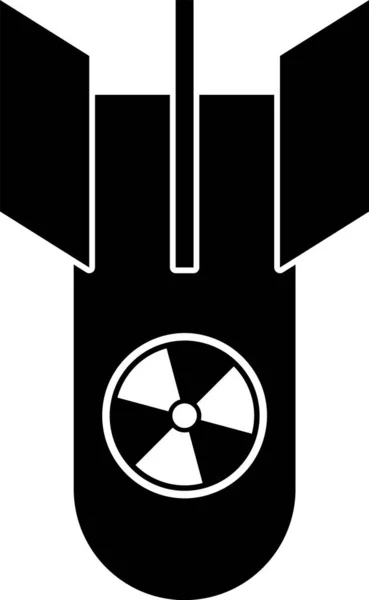 Μαύρο εικονίδιο πυρηνικής βόμβας απομονώθηκε σε λευκό φόντο. Η βόμβα πυραύλων πετάει κάτω. Απεικόνιση διανυσματικών φορέων — Διανυσματικό Αρχείο