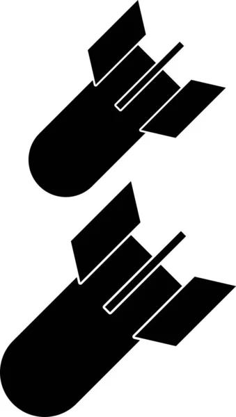 Icono de bomba de Aviación Negra aislado sobre fondo blanco. Bomba cohete vuela hacia abajo. Ilustración vectorial — Archivo Imágenes Vectoriales