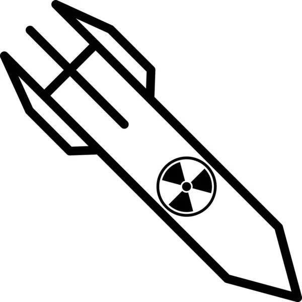 Ícone de foguete nuclear preto isolado no fundo branco. Uma bomba voa para baixo. Ilustração vetorial —  Vetores de Stock
