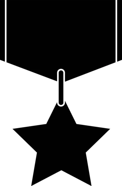 Zwarte militaire beloning medaille pictogram geïsoleerd op witte achtergrond. Leger teken. Vector illustratie — Stockvector