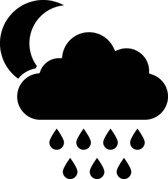 黑云与雨和月亮图标隔离在白色背景。雨云降水与雨滴。矢量插图 — 图库矢量图片
