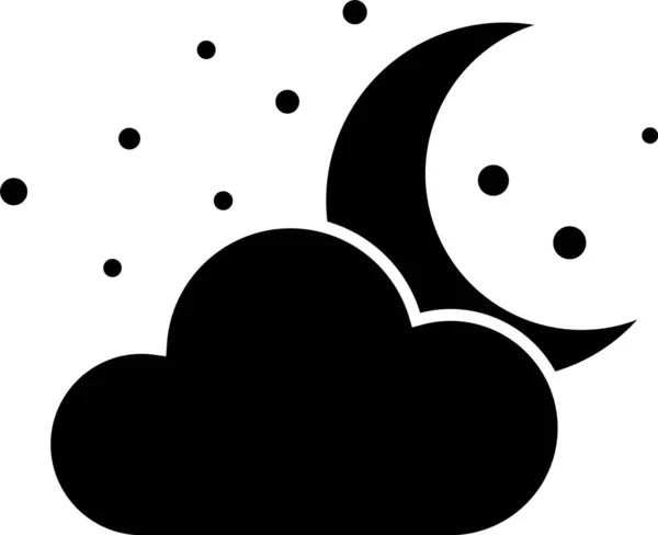 Black Cloud with moon and stars icon isolated on white background. Cloudy night sign. Sleep dreams symbol. Night or bed time sign. Vector Illustration — Stock Vector