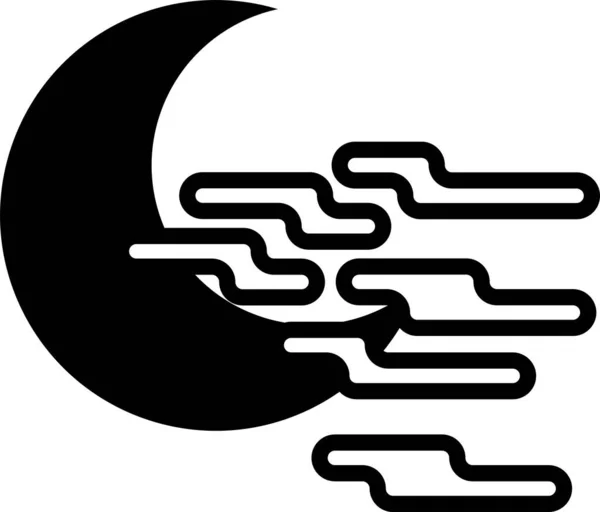 Icono de Niebla Negra y Luna aislado sobre fondo blanco. Ilustración vectorial — Vector de stock