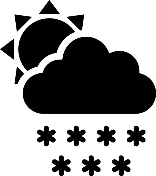 Black Cloud with snow and sun icon isolated on white background. Cloud with snowflakes. Single weather icon. Snowing sign. Vector Illustration — Stock Vector